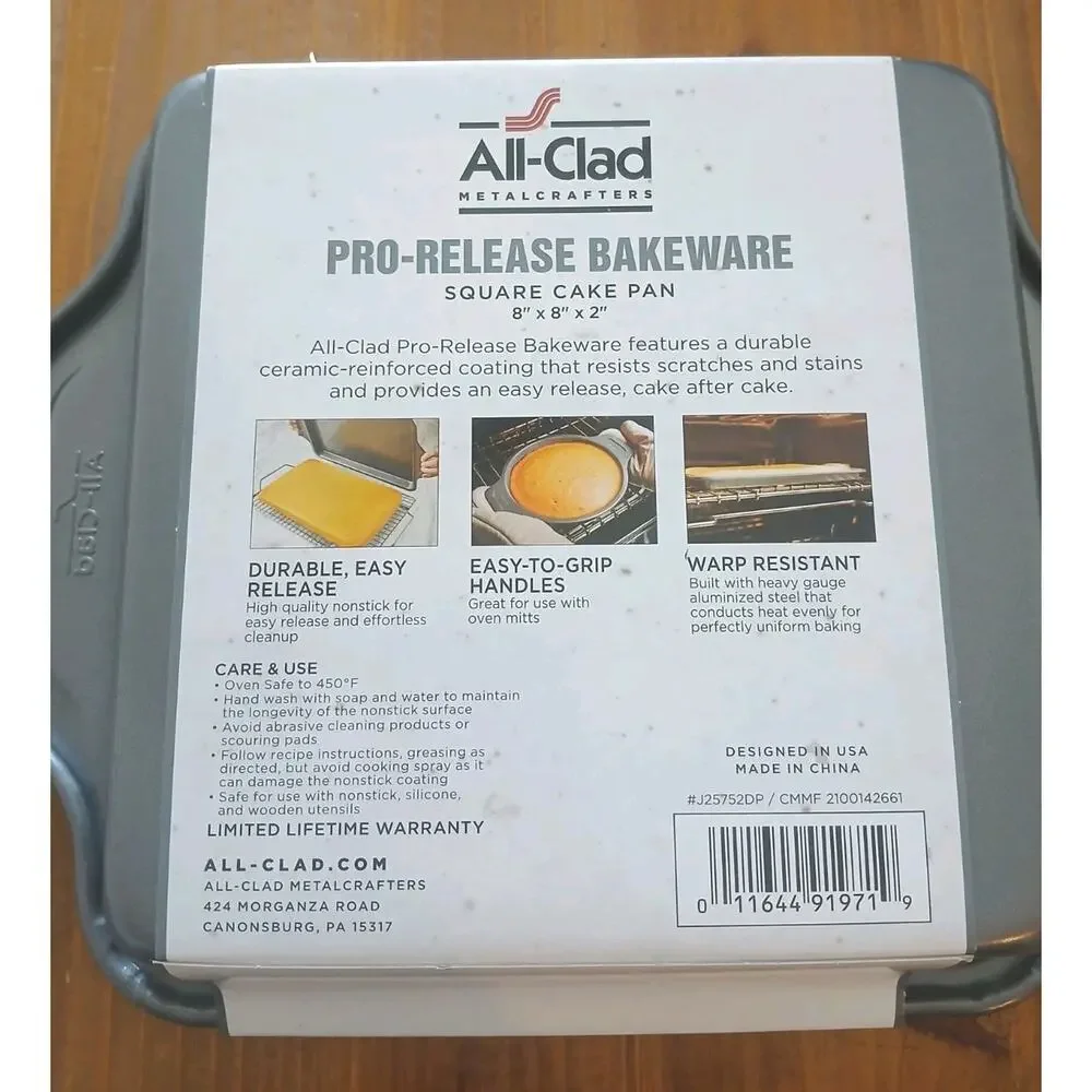 ALL-CLAD Pro-Release Bakeware Square Cake Pan 8 x 8 x 2 New With Tags